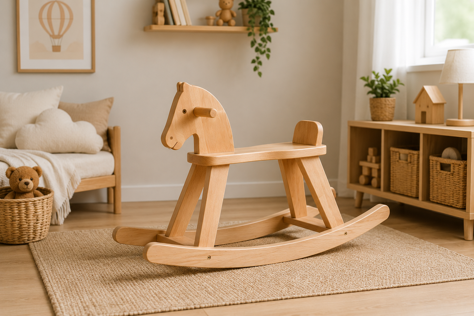 Cavallo a dondolo in legno massello Fatto a mano | 100 cm | DEL LEGNO
