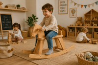 Cavallo a dondolo in legno massello Fatto a mano | 100 cm | DEL LEGNO